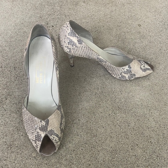 Vintage Snakeskin Peep-Toe Heels - Picture 3 of 5